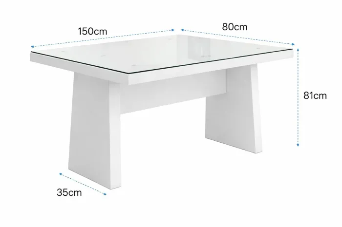 Mesa de Jantar Moderna com Tampo de Vidro 150x80 - Design Elegante