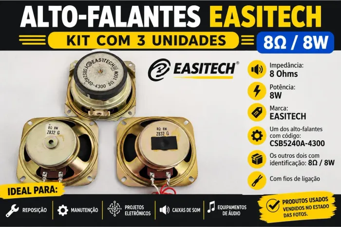? Alto-Falantes - 8? / 8W -<br> Kit com 3