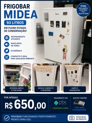 Frigobar Midea 93L - usado em perfeito estado