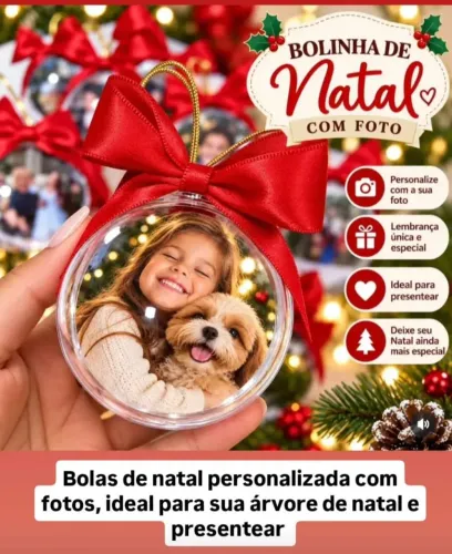 Bolas para arvore de natal , personalizada com fotos