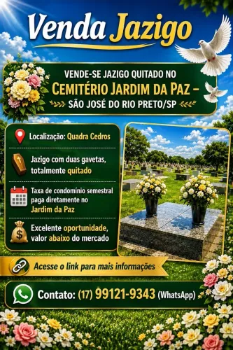 JAZIGO QUITADO À VENDA - JARDIM DA PAZ