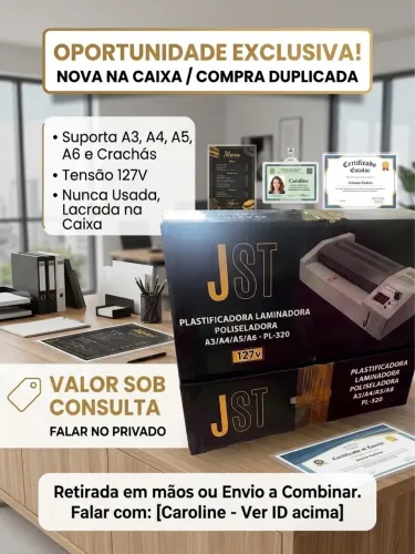 Plastificadora / Laminadora / Poliseladora JST PL-320 (127V) - Nova na Caixa!