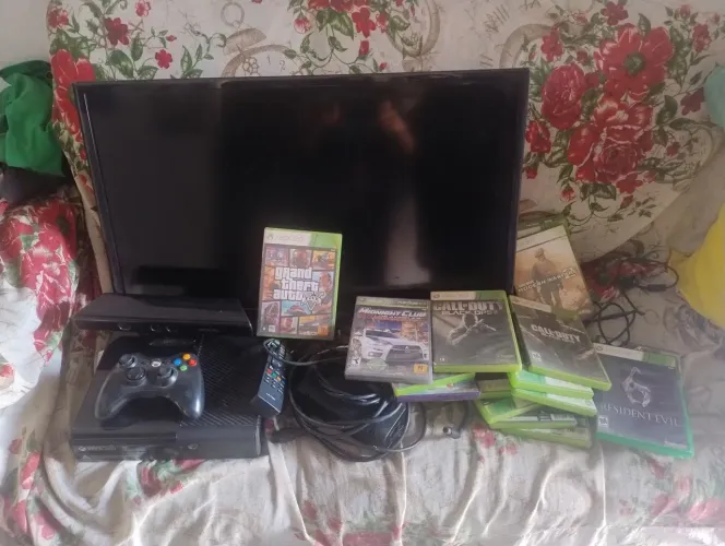 KIT COMPLETO : Videogame Xbox 360 não desbloqueado com 19 jogos originais com Kinect +TV