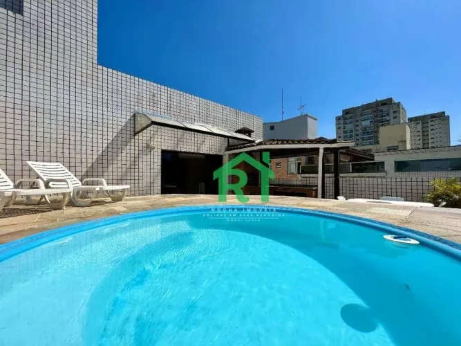 Cobertura com 3 quartos (1 suíte), 1 vaga e lazer à venda no Tombo, Guarujá