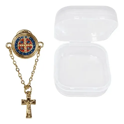 broche bottons medalha são bento corrente dourado  9x1-106