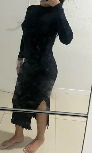Vestido longo canelado