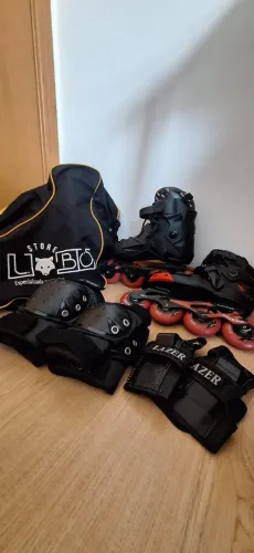 Kit Completo Patins Traxart Revolt 38/39 + Proteções + Bolsa - Ótimo estado