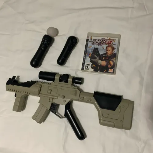 Arma sub metralhadora machine gun ps3 com jogo rifle controles move play 3 original Sony 