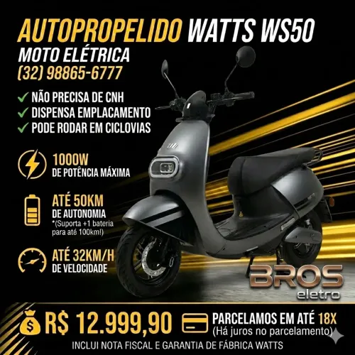 Moto Elétrica Watts Ws50 - Autopropelido (Não Precisa CNH)
