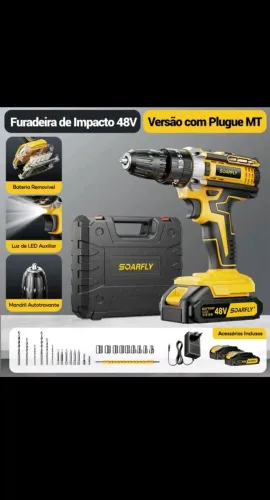 FURADEIRA PARAFUSADEIRA 48V | KIT COMPLETO COM 2 BATERIAS