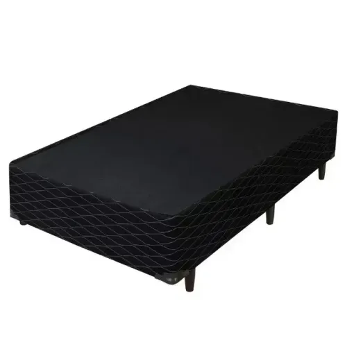 Base Box Solteiro Suede Preto