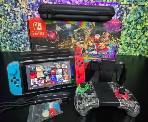 Nintendo Switch V2 Completo + 70 Jogos e Controle Extra (Troco | Entrego | Parcelo)