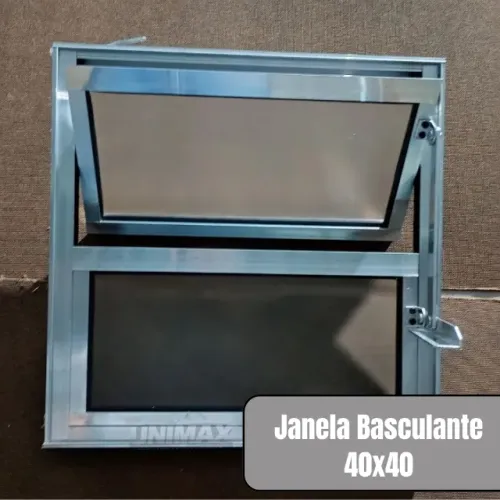 Janela Basculante de Alumínio Reforçada 40x40cm com 2 Vidros