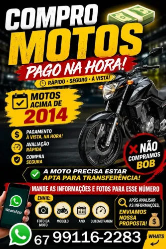 Está precisando de dinheiro rápido? Compramos sua moto e seu dinheiro sai na hora