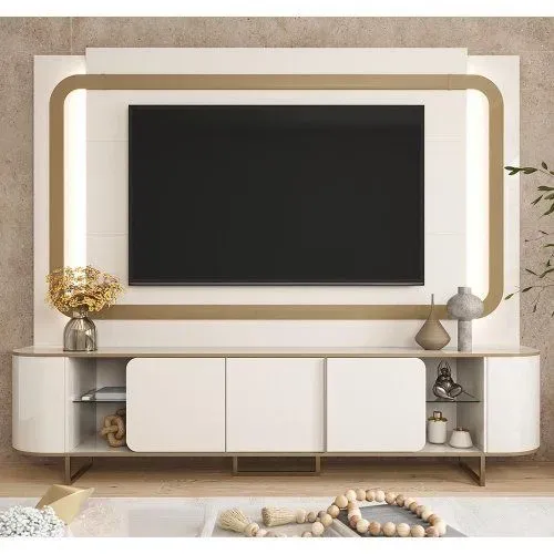 Estante Home Atlanta para TV até 75 Polegadas com LED Cantos Arredondados - Off<br>
