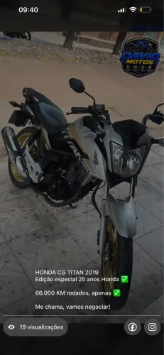 Titan 160 2019 edição ilimitada 25 anos Honda 