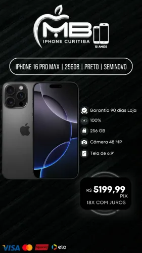 iPhone 16 Pro Max 256GB Seminovo com garantia