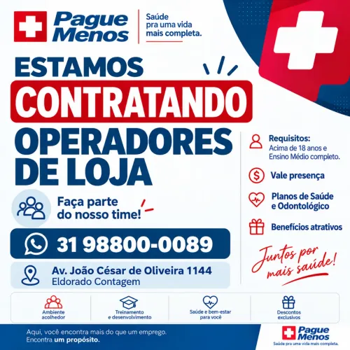 Vagas para Atendentes Farmácia