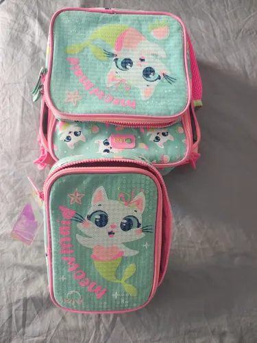 Kit Estojo e Lancheira Puket Sereia Gata Meowmaid