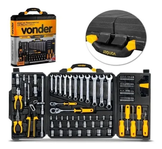 Kit Jogo De Ferramentas Vonder 110 Peças Aço Cromo C/ Maleta