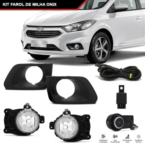 Kit Farol Milha Onix Lt/s 2014 à 2019 Moldura - Botão original - ShockLight