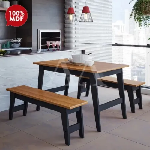 O Conjunto de mesa Aurora com 2 bancos da Cimol dará muito charme