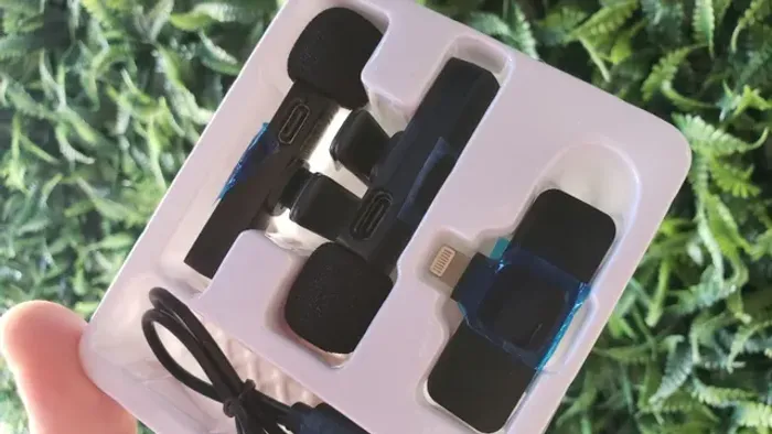 Microfone Lapela para Gravação de Vídeo Transmissão ao vivo 2 microfones Iphone IOS