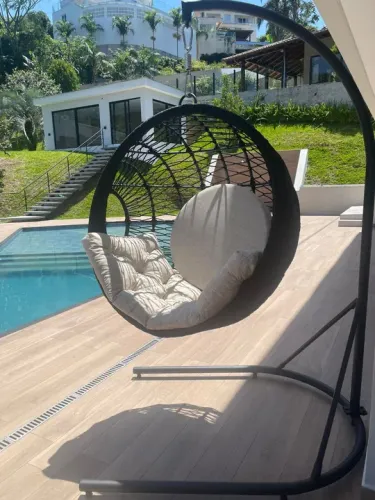 Móveis para área externa na corda e tricô náutico (chaise banqueta balanço mesa sofá...