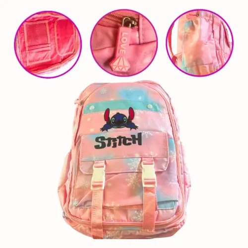 Mochila Infantil Stitch Rosa Feminina Crianças Volta as Aulas Mochila Divertida Presente