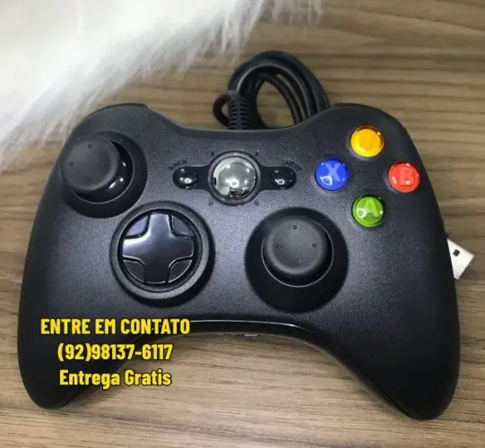 Controle Xbox 360 com fio - Entrega das 9 até as 22hrs