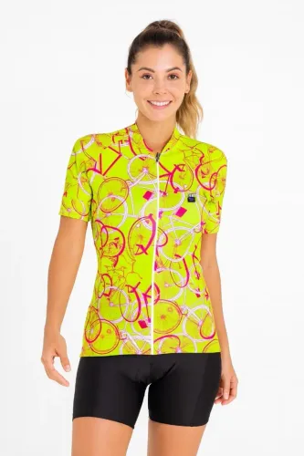 Camiseta De Ciclismo Feminina Márcio May Funny Neon Bike