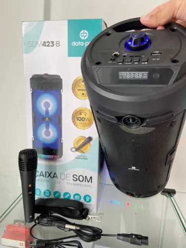 Caixa de Som Bluetooth Led RGB com Alça e Microfone 423.B Data Print an4