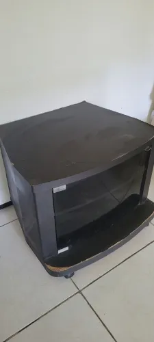 Rack de TV Preto com Vidro