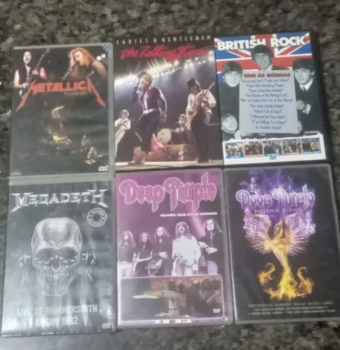 Lote de DVDs de Rock Clássico - Metallica, Deep Purple, Megadeth e The Beatles