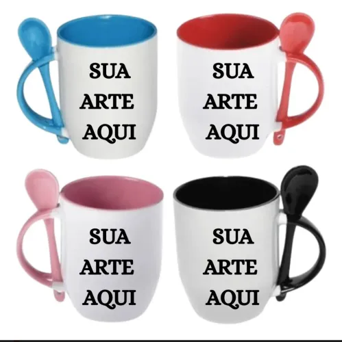 Caneca de Cerâmica Personalizada com Colher