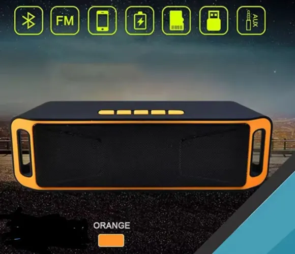 CAIXA DE SOM PORTÁTIL COM RÁDIO FM - LARANJA