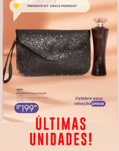 KIT PERFUME GRACE MIDNIGHT HINODE + BOLSA Clutch