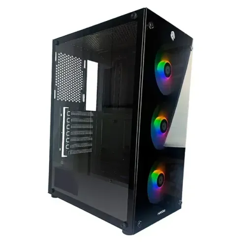 Gabinete Gamer HAYOM GB1769, Mid Tower, Lateral em Vidro, 3X Fans, Preto