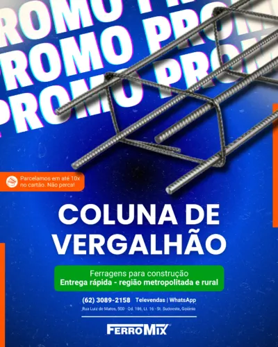 Coluna de Vergalhão - Colunas de Aço - Ferragens para construção - Entrega rápida
