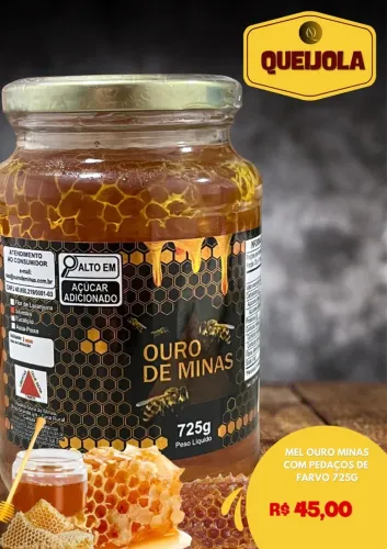 Mel de abelha com pedaço de farvo 725g