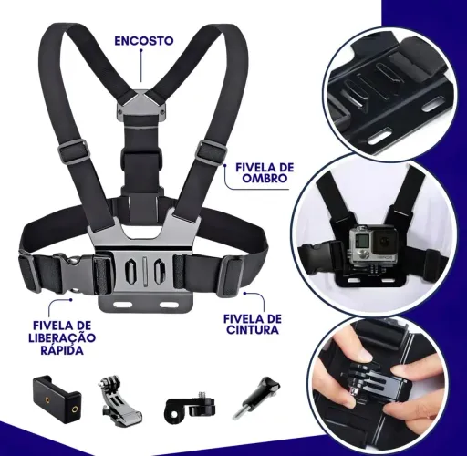 Suporte de celular de peito para gravação de aventuras bicicleta de peito