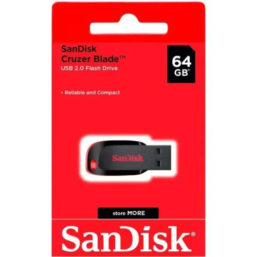 Pendrive De 64Gb Sandisk Cruzer Blade Original - Loja Natan Abreu