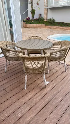 Conjunto de jantar em alumínio com corda nautica 
