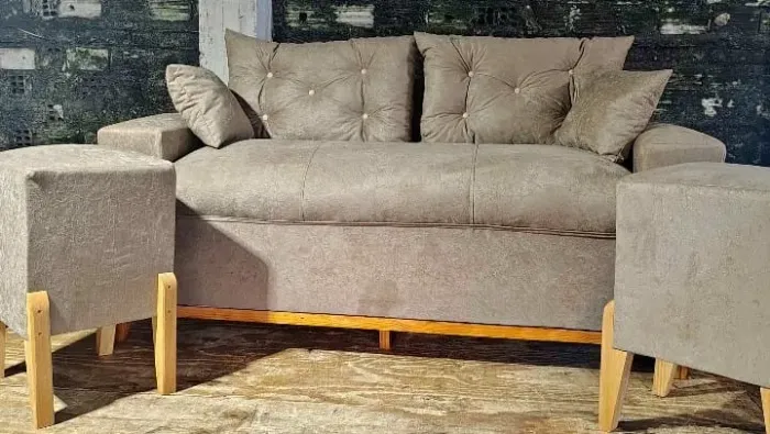 Kit de sofá + 2 puffs no suede + frete no Recife