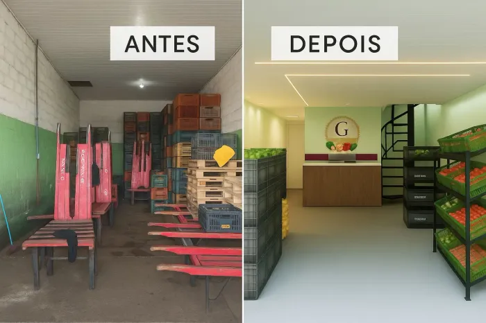 Reforma de loja de hortifruti - Expositores e Prateleiras
