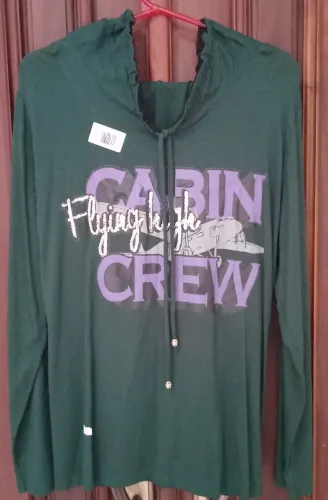 Blusa Feminina tam grande 50 Verde escuro com capuz Manga comprida Bordado Lantejoula