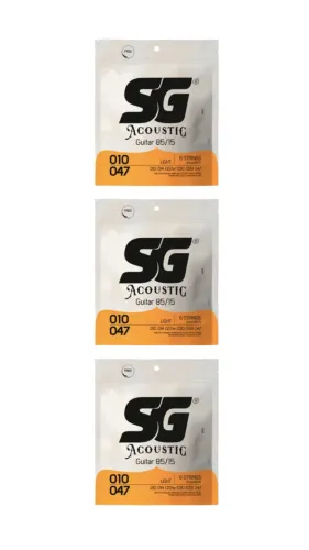 KIT com 3 Encordoamento SG 010 | Violão - Atacado ou Varejo