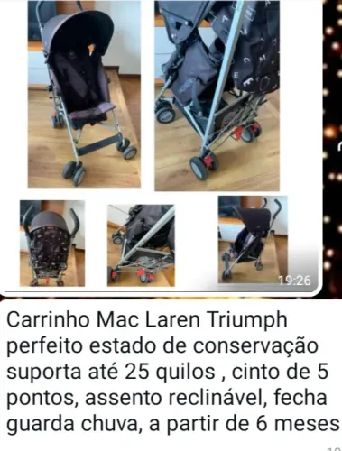 Carrinho Mac Laren Triumph - Perfeito estado
