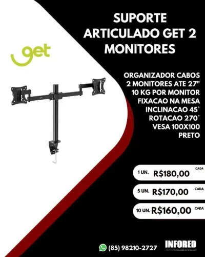 Suporte articulado Get 2 monitores