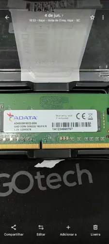 Memória DDR4 16GB 3200MHz ADATA 